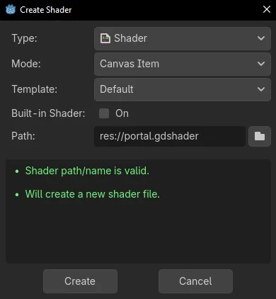 Create Shader Configuration