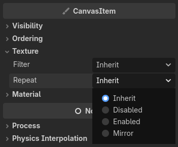 The texture's repeat mode property