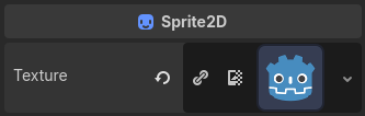 The Godot icon used as the Sprite2D texture