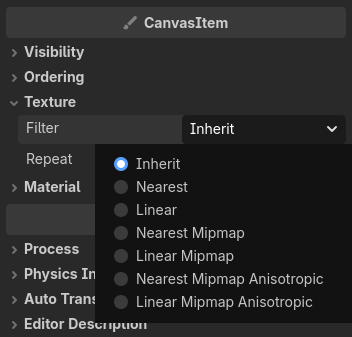 The texture's filter mode property