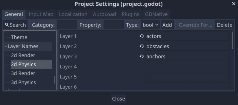 2D Physics layers