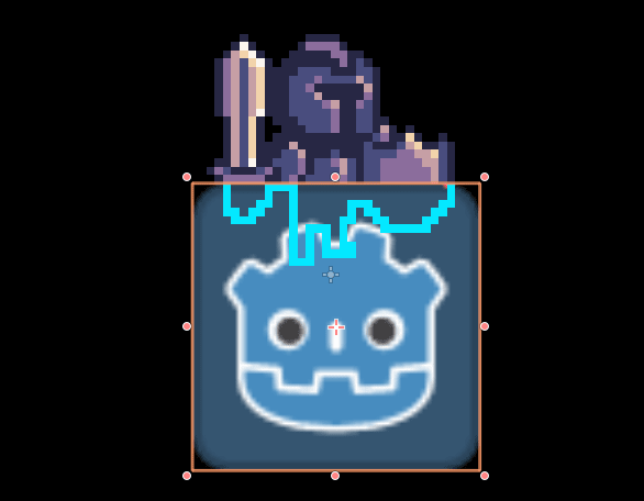 Character silhouette showing behind the Godot logo