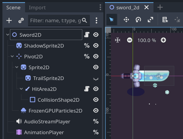 Screenshot of the Sword2D scene tree