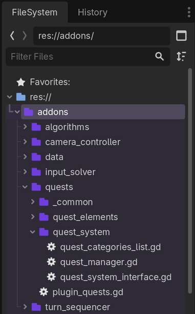 The addons folder contains general-purpose code libraries that can be reused in any game