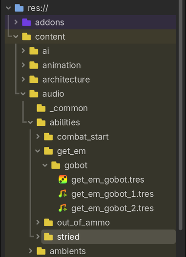 The content folder contains all game-specific assets like voice lines and acting, quest text, etc.