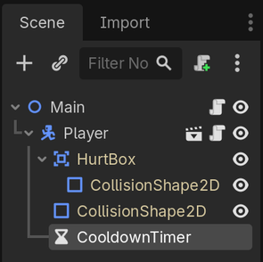 Scene dock showing a Timer node renamed to CooldownTimer