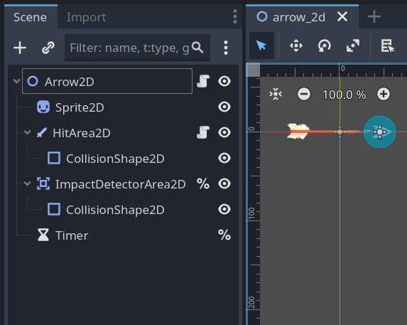 Screenshot of the Arrow2D scene