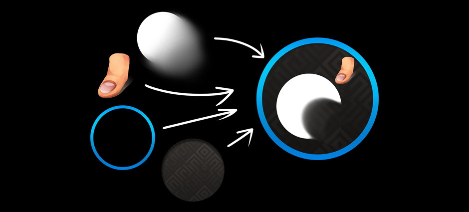 The 4 components of a brush thumbnail, and the assembled result