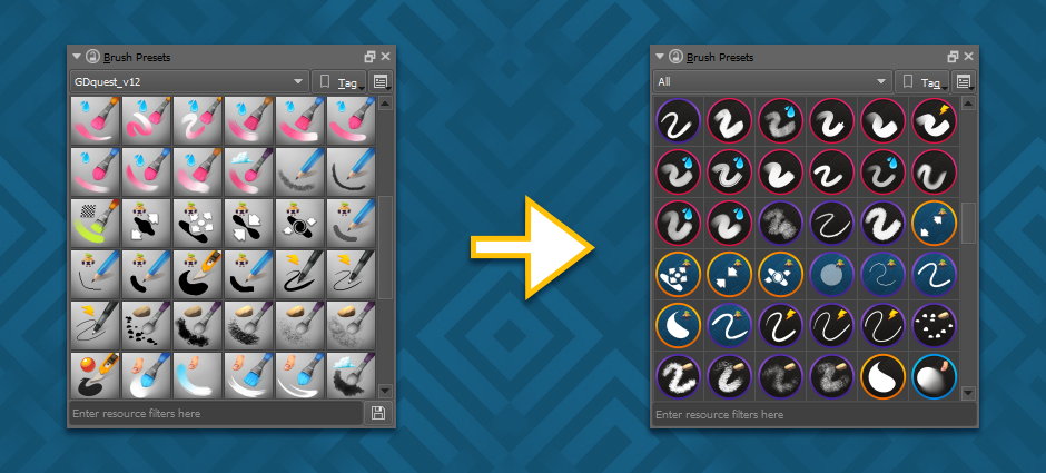 Comparison of the old brush thumbnails and the new ones